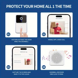 1pc WIFI Of Smart Video Doorbell, Infrared Night Vision, Mobile Phone APP Remote Operation, Variable Sound, Safe And Reliable, Suitable For Women Living Alone (girlfriend, Lover, Best Friend, Parents)