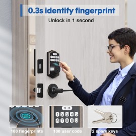 Keyless Entry Door Lock with Handle Electronic Keypad Deadbolt with Door Lever Smart Code Door Lock for Front Door Lock Set Auto Lock, Easy Installation
