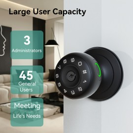 For Smart Wireless Door Knob With Fingerprint, Password & Key Access - Wireless Enabled, Battery-Powered Aluminum Alloy Lock For Home And Office Security - Keyless Entry Door Lock