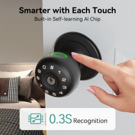 For Smart Wireless Door Knob With Fingerprint, Password & Key Access - Wireless Enabled, Battery-Powered Aluminum Alloy Lock For Home And Office Security - Keyless Entry Door Lock