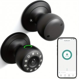 For Smart Wireless Door Knob With Fingerprint, Password & Key Access - Wireless Enabled, Battery-Powered Aluminum Alloy Lock For Home And Office Security - Keyless Entry Door Lock