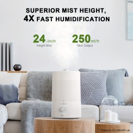 Humidifiers For Bedroom, 4L Top Fill Cool Mist Humidifiers For Home Large Room, Baby Nursery And Plant, Easy To Clean Air Humidifier With Oil Diffuser, Night Light, 360° Nozzle, Quiet, 50 Hours