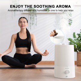 Humidifiers For Bedroom, 4L Top Fill Cool Mist Humidifiers For Home Large Room, Baby Nursery And Plant, Easy To Clean Air Humidifier With Oil Diffuser, Night Light, 360° Nozzle, Quiet, 50 Hours