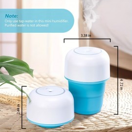 Tikaton Travel Humidifier, Portable Personal Humidifier Mini With Collapsible Water Tank (Upgraded Version), USB Powered Cool Mist Humidifier Car, Office, Bedroom