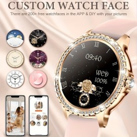 Elegant Womens Smart Watch - Wireless Calling & Fitness Tracking - Step Counter & Message Alerts, Ideal for iPhone/Android Users