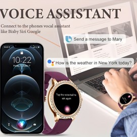 Elegant Womens Smart Watch - Wireless Calling & Fitness Tracking - Step Counter & Message Alerts, Ideal for iPhone/Android Users