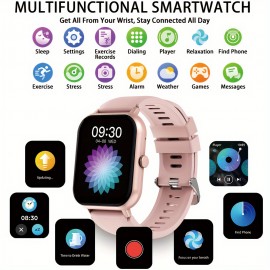 Smart Watch IP68 Waterproof With 1.83 Full Touch Screen Smartwatch And 100+ Exercise Sports Modes, Weather, Music Controls, Voice Assistant Fitness All-day Body Monitoring Watches With Gift For Men And Women