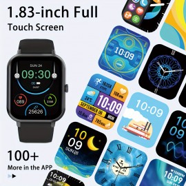 Smart Watch IP68 Waterproof With 1.83 Full Touch Screen Smartwatch And 100+ Exercise Sports Modes, Weather, Music Controls, Voice Assistant Fitness All-day Body Monitoring Watches With Gift For Men And Women