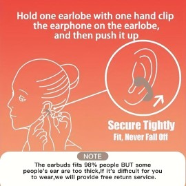 Wireless Open Ear Headphones, Clip on Earbuds for Android/iPhone, Air conduction earbuds with charging case