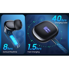 Wireless Earbuds BT Earbuds Built In Noise Reduction Mic  With LED Power Display Charging Case Stereo Bass Earphones Clear Call Earphones For Sports Workout
