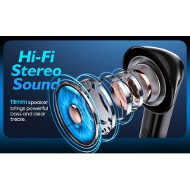 Wireless Earbuds BT Earbuds Built In Noise Reduction Mic  With LED Power Display Charging Case Stereo Bass Earphones Clear Call Earphones For Sports Workout