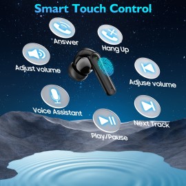 Wireless Earbuds BT Earbuds Built In Noise Reduction Mic  With LED Power Display Charging Case Stereo Bass Earphones Clear Call Earphones For Sports Workout