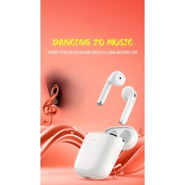 Wireless Headphones White Wireless Earbuds Semi-in-ear Noise Reduction Voice Control Heavy Bass Stereo Play Music Sports Cycling Talk EQ Tuning 33h High Energy Life Residual Battery Display Festive Gifts