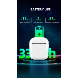 Wireless Headphones White Wireless Earbuds Semi-in-ear Noise Reduction Voice Control Heavy Bass Stereo Play Music Sports Cycling Talk EQ Tuning 33h High Energy Life Residual Battery Display Festive Gifts