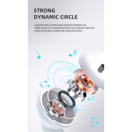Wireless Headphones White Wireless Earbuds Semi-in-ear Noise Reduction Voice Control Heavy Bass Stereo Play Music Sports Cycling Talk EQ Tuning 33h High Energy Life Residual Battery Display Festive Gifts