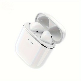 Wireless Headphones White Wireless Earbuds Semi-in-ear Noise Reduction Voice Control Heavy Bass Stereo Play Music Sports Cycling Talk EQ Tuning 33h High Energy Life Residual Battery Display Festive Gifts