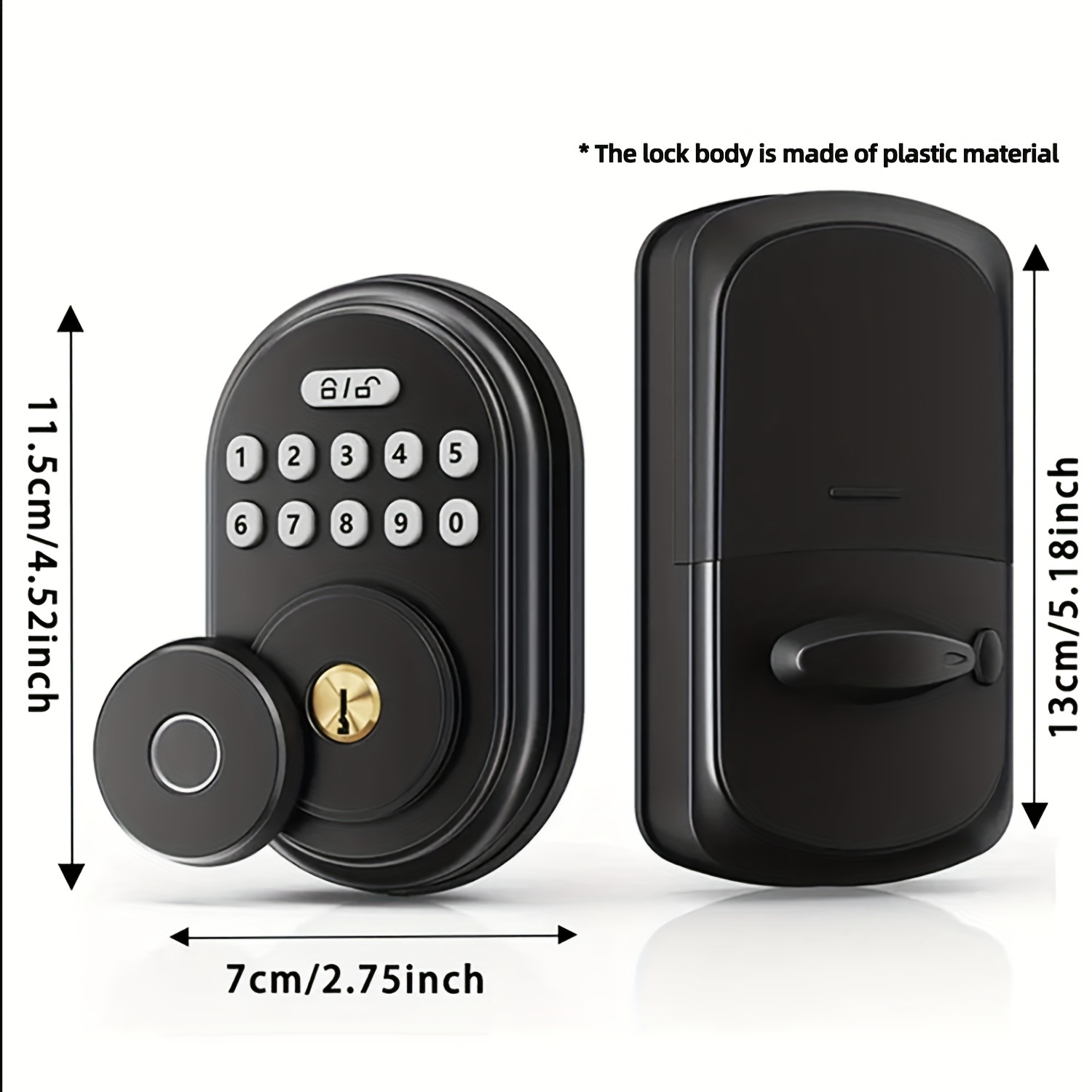 for smart keyless entry deadbolt lock with fingerprint keypad usb battery powered non waterproof metal door knob for front doors details 4