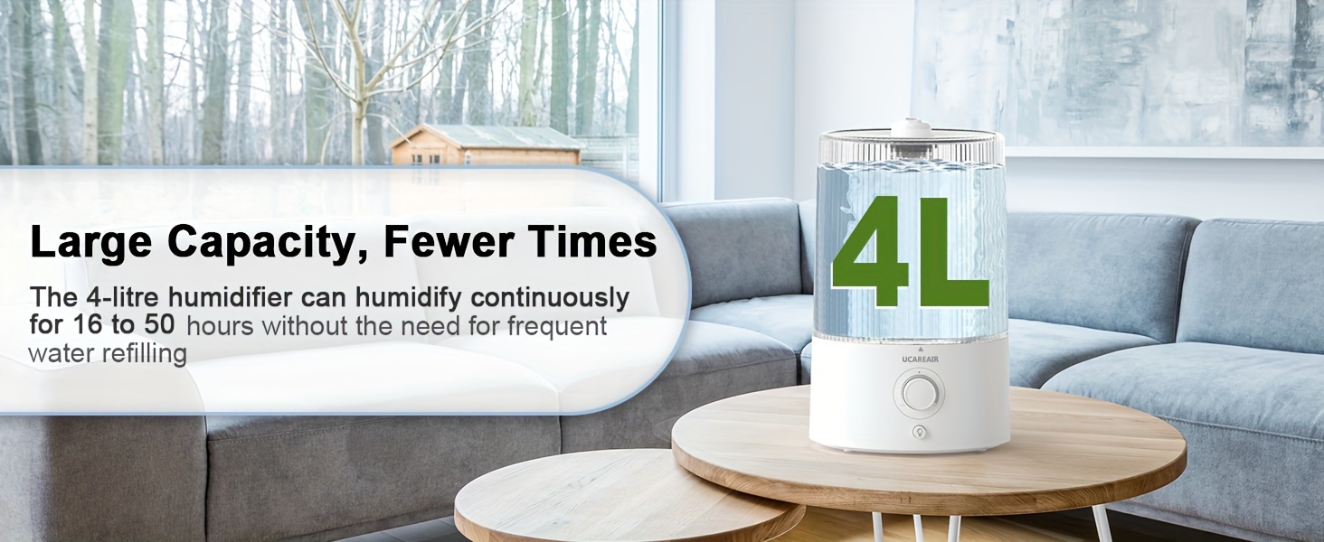 humidifiers for bedroom 4l top fill cool mist humidifiers for home large room baby nursery and plant easy to clean air humidifier with oil diffuser night light 360 nozzle quiet   details 4