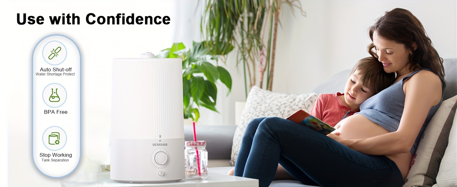 humidifiers for bedroom 4l top fill cool mist humidifiers for home large room baby nursery and plant easy to clean air humidifier with oil diffuser night light 360 nozzle quiet   details 9