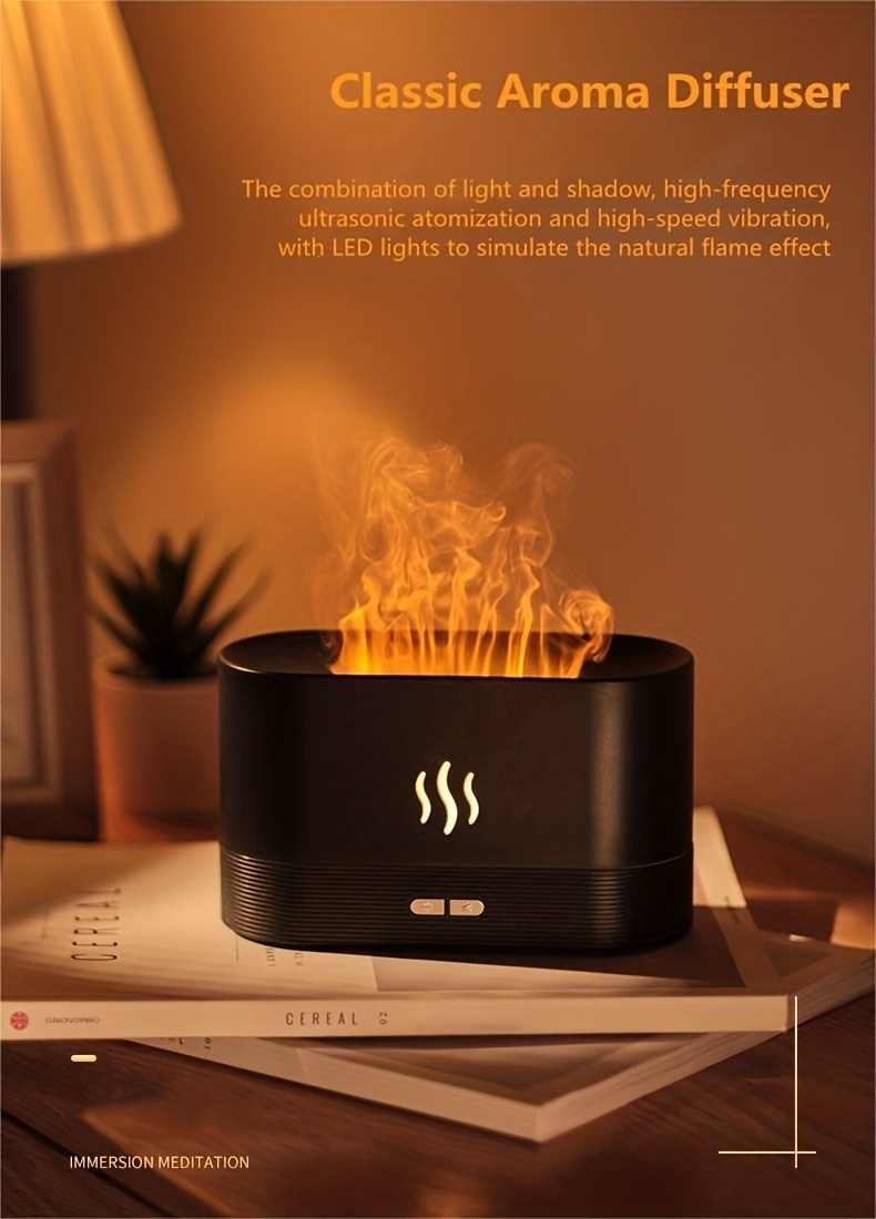 warm light flame humidifier aromatherapy for home essential oils   cool mist humidifier usb scent diffuser details 1