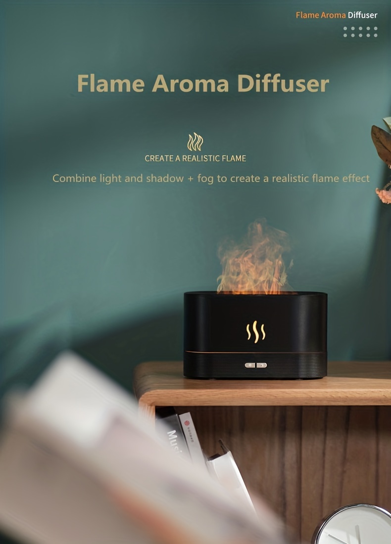warm light flame humidifier aromatherapy for home essential oils   cool mist humidifier usb scent diffuser details 4