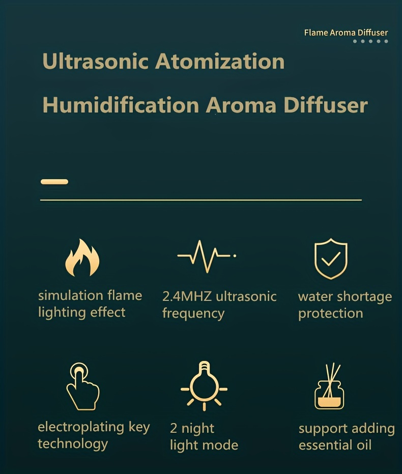 warm light flame humidifier aromatherapy for home essential oils   cool mist humidifier usb scent diffuser details 5