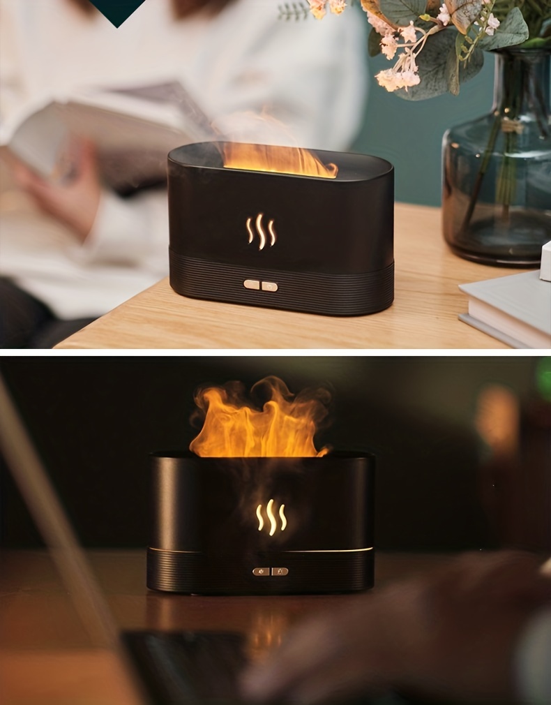 warm light flame humidifier aromatherapy for home essential oils   cool mist humidifier usb scent diffuser details 6