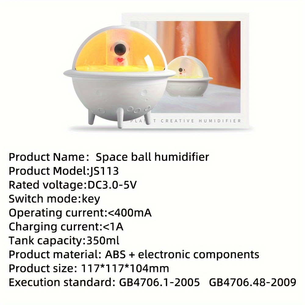   space ball humidifier portable humidifier usb desktop humidifier cold mist silent ultrasonic aromatherapy diffuser suitable for cars offices bedrooms 2 mist modes details 8