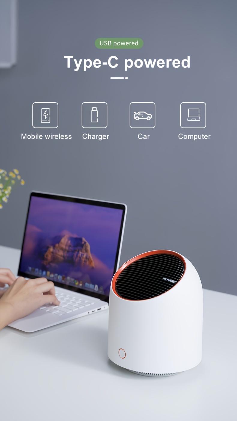 2024 new   small household usb silent odor removal smoke dust mini portable purifier details 8