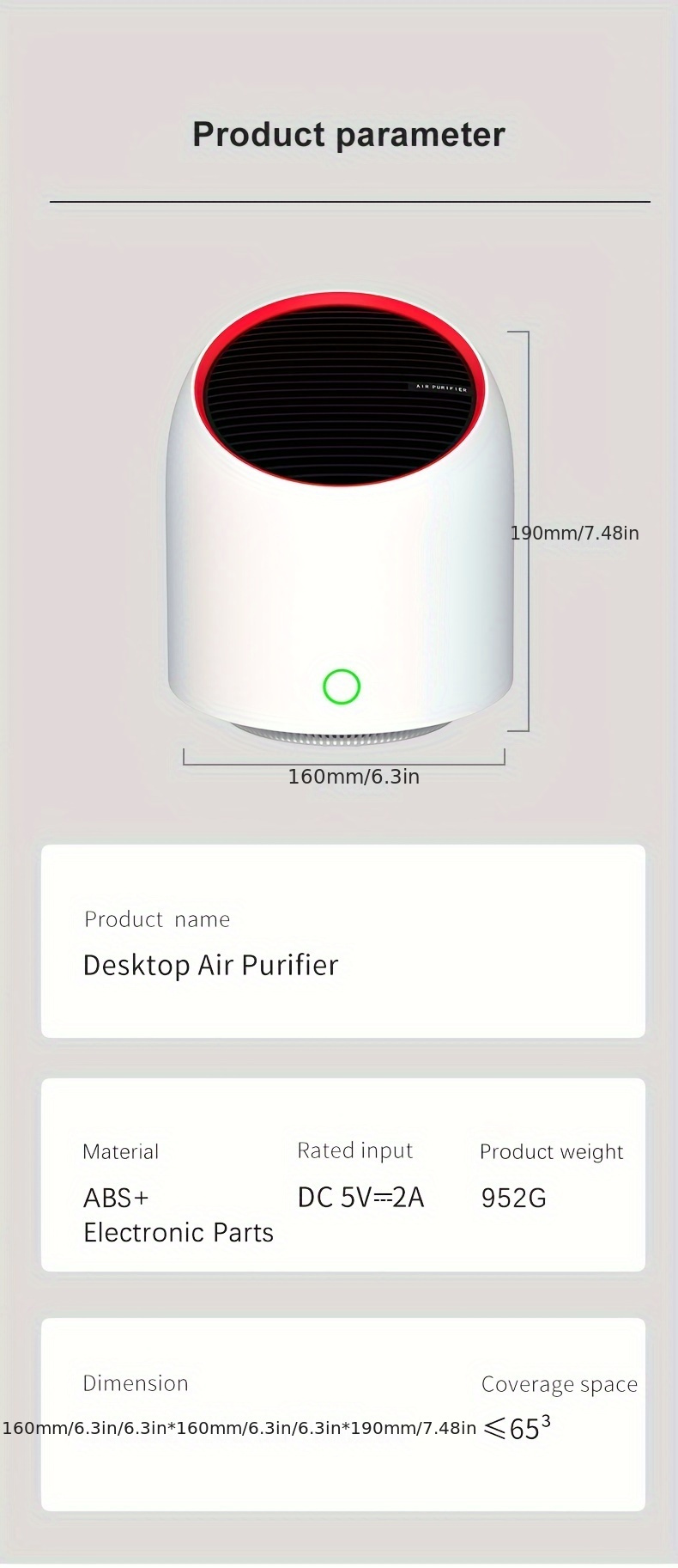 2024 new   small household usb silent odor removal smoke dust mini portable purifier details 12