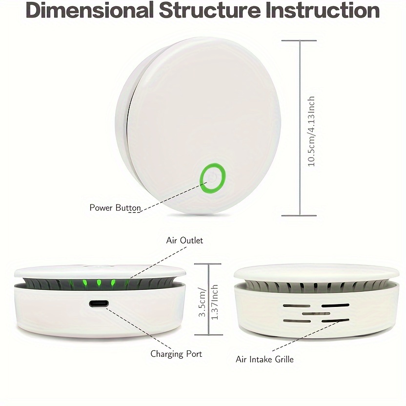 portable   negative ion and ozone generator usb rechargeable purifying air and eliminate odor   remover litter box sterilizer suitable for home car refrigerator shoe cabinet   details 5