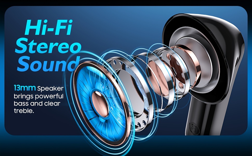 wireless earbuds   built in noise reduction mic with led power display charging case stereo bass earphones clear call earphones for sports workout details 3
