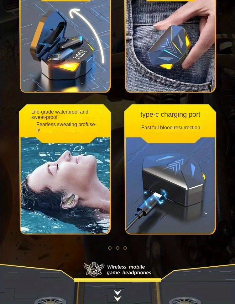 x15 wireless in ear earbuds with touch control noise canceling microphone type c charging compatible with smartphones closed back design details 2