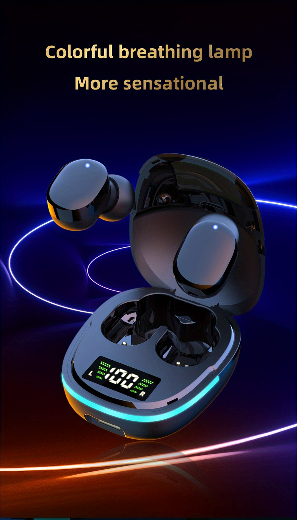 2024 year new wireless earphones headphones with led display touch in eartws wireless earbuds sports music game headset for ios android details 2