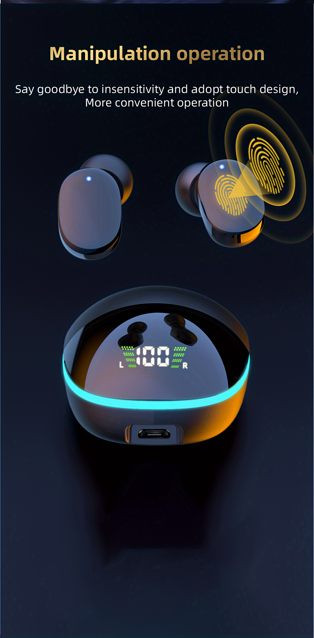 2024 year new wireless earphones headphones with led display touch in eartws wireless earbuds sports music game headset for ios android details 4