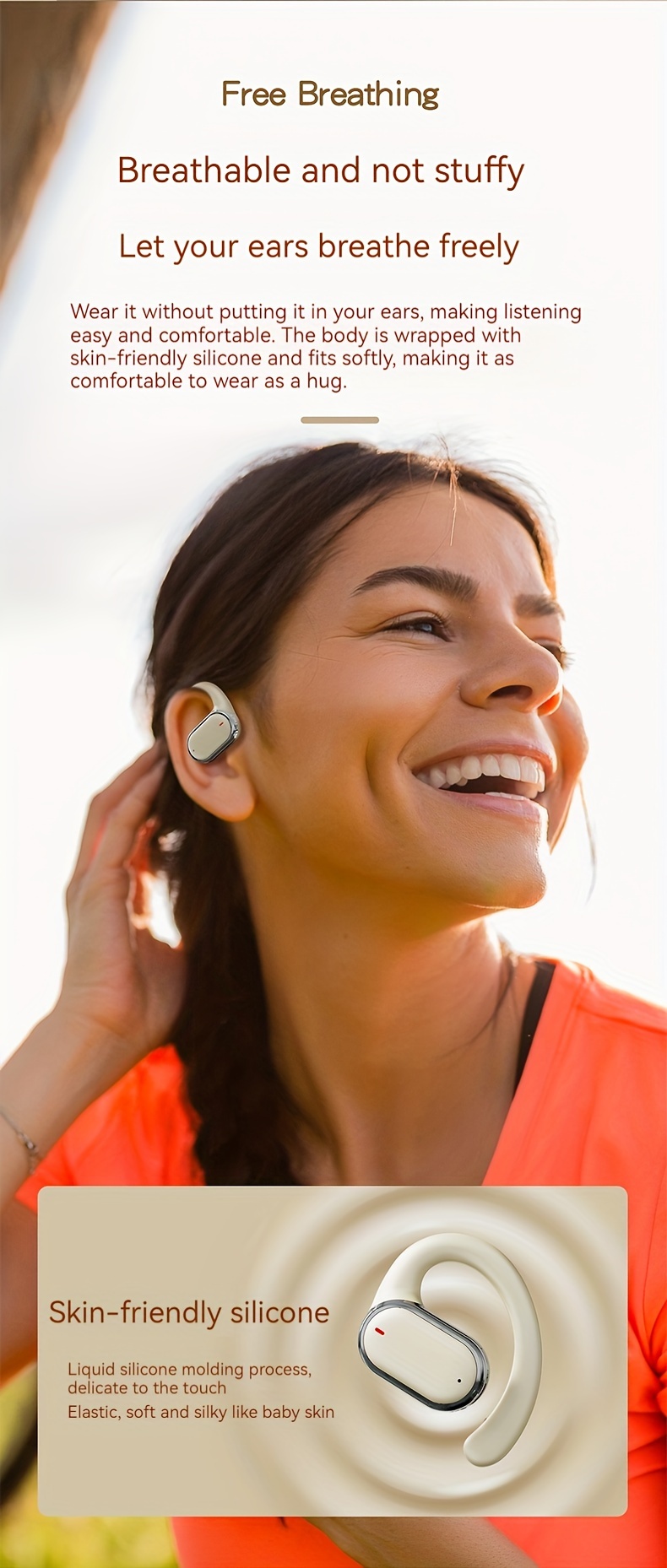 true wireless clip   mini headset smart comfortable earbuds video tws hifi dolby bass acc stereo hd calling earphones for android   sports earpieces music headphones details 4