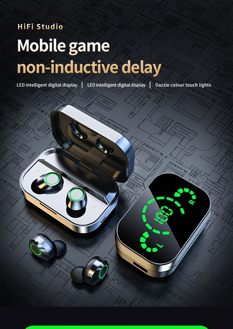 wireless headset high quality noise reduction in ear sports game ultra long life 2023 new model with excellent sound quality and digital display can provide emergency charging for mobile phones details 0